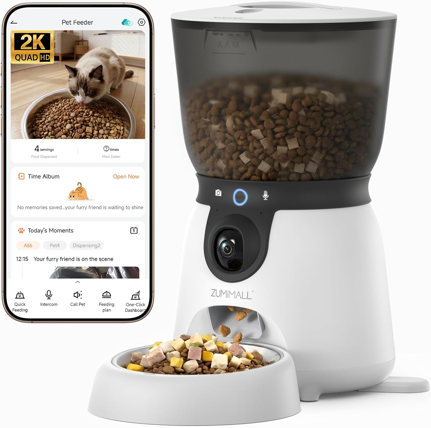 Kitchen Appliances Video - ZUMIMALL 자동 애완동물 급식기, 2K 카메라