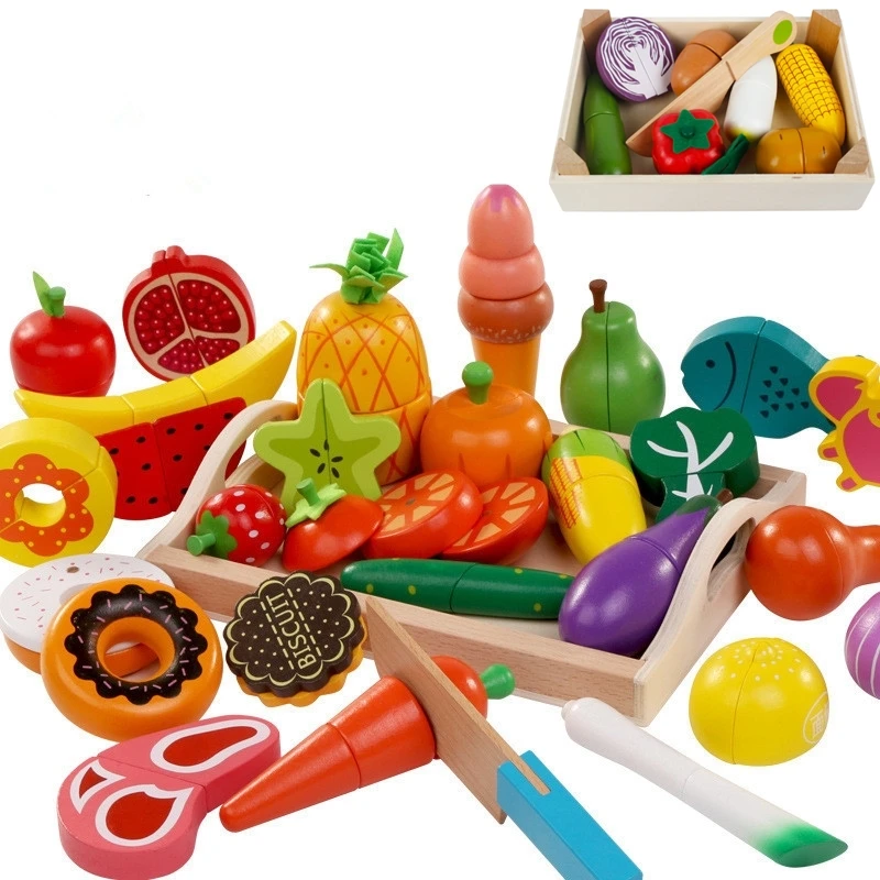 Kitchen Appliances For Kids - DIY 귀여운 나무 절단 과일 야채